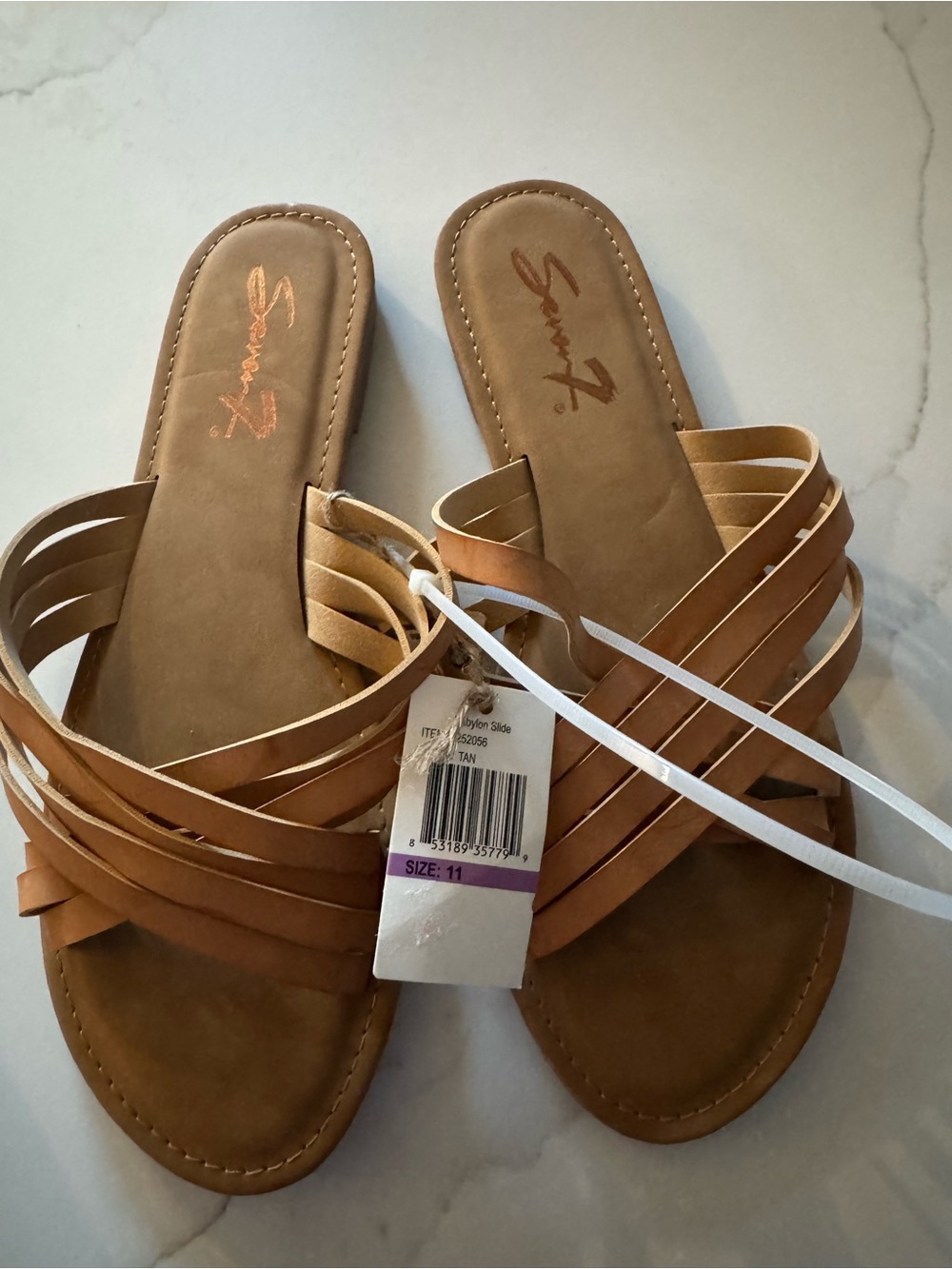 Seven7 Babylon Tan Strappy Slide Sandals Women’s Size 11 NWT